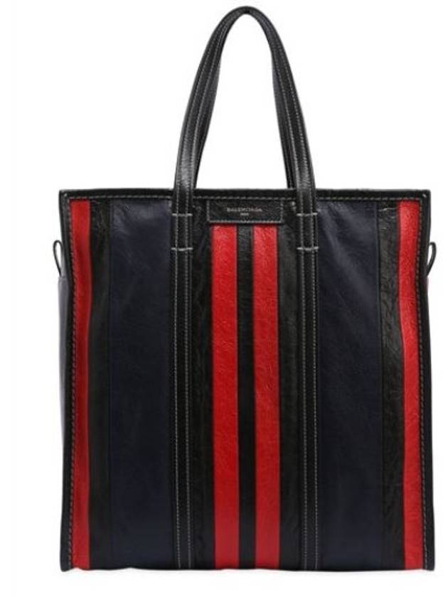 Luxury Balenciaga Trending 2026 Bazar Striped Medium Tote Bag Red Navy