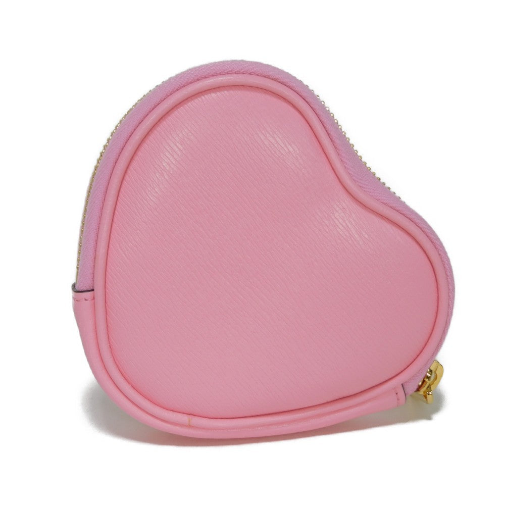 GUCCI Pouch 701062 U22AG 5964 Textured leather Light pink logo Bananya Heart Shape Coin Case Women