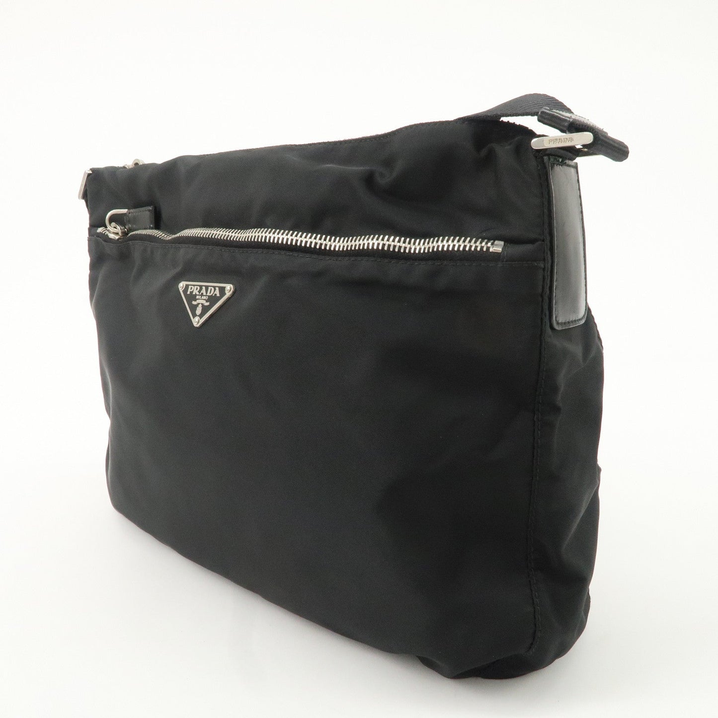 PRADA Logo Nylon Leather Shoulder Bag NERO Black BT0421