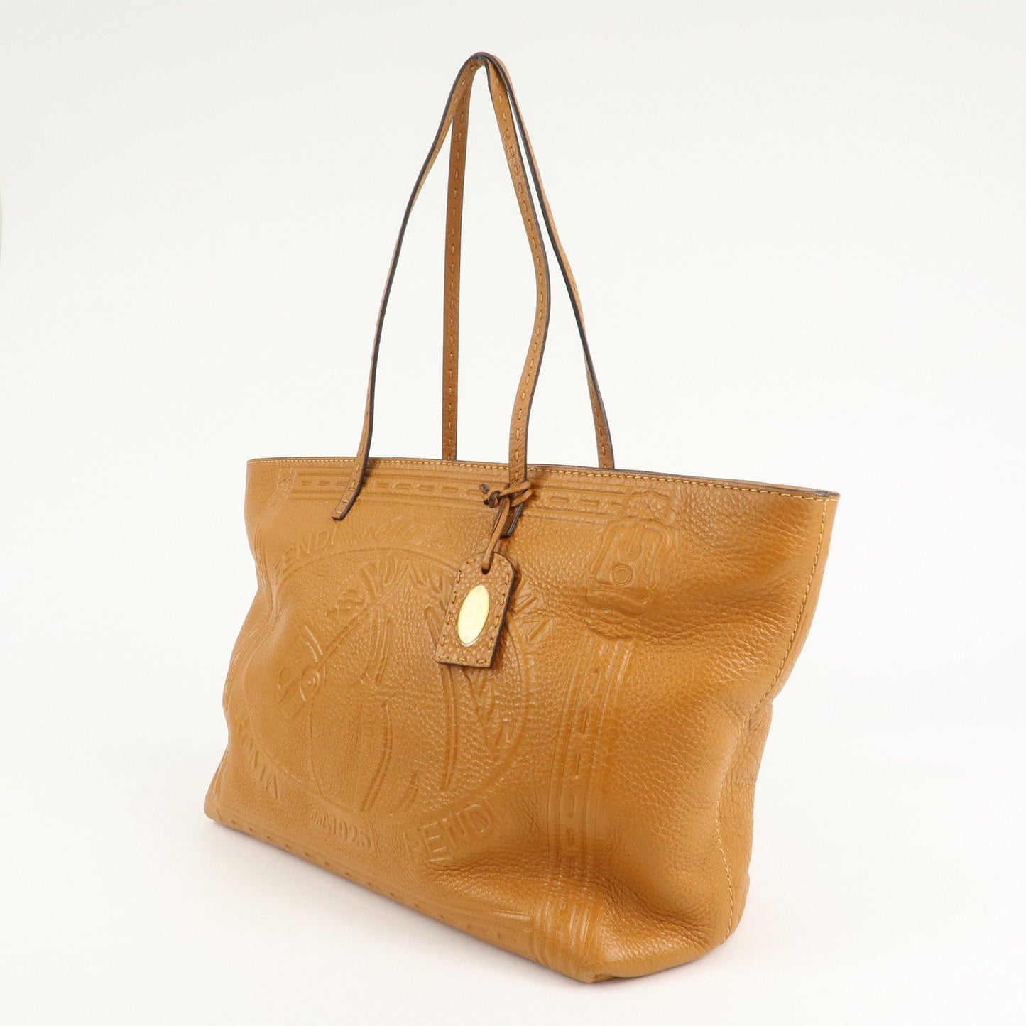 FENDI Selleria Leather Tote Bag Shoulder Bag Brown 8BH185