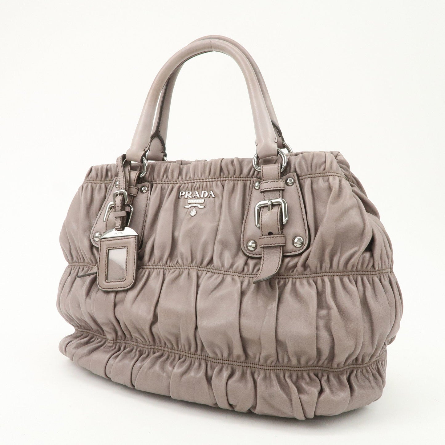 PRADA Nappa Gaufre Leather 2Way Bag Hand Bag Grey