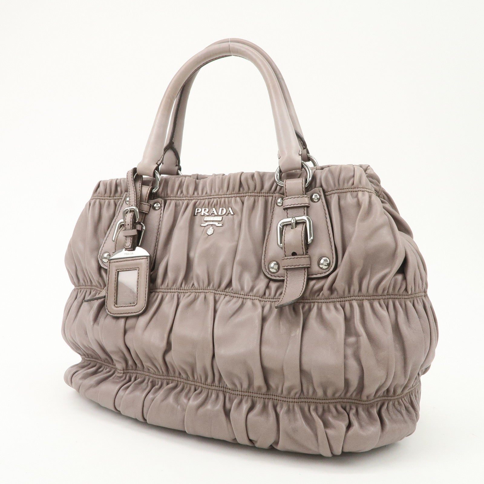 PRADA Nappa Gaufre Leather 2Way Bag Hand Bag Grey