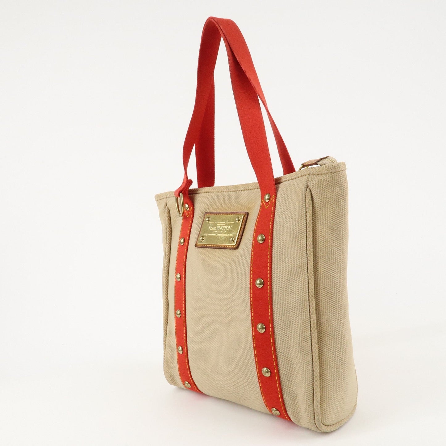 Louis Vuitton Antigua Cabas MM Tote Bag Hand Bag Red M40035