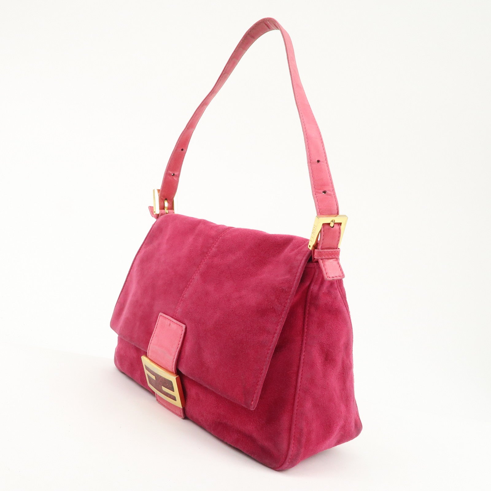 FENDI Mamma Baguette Suede Leather Shoulder Bag 26325