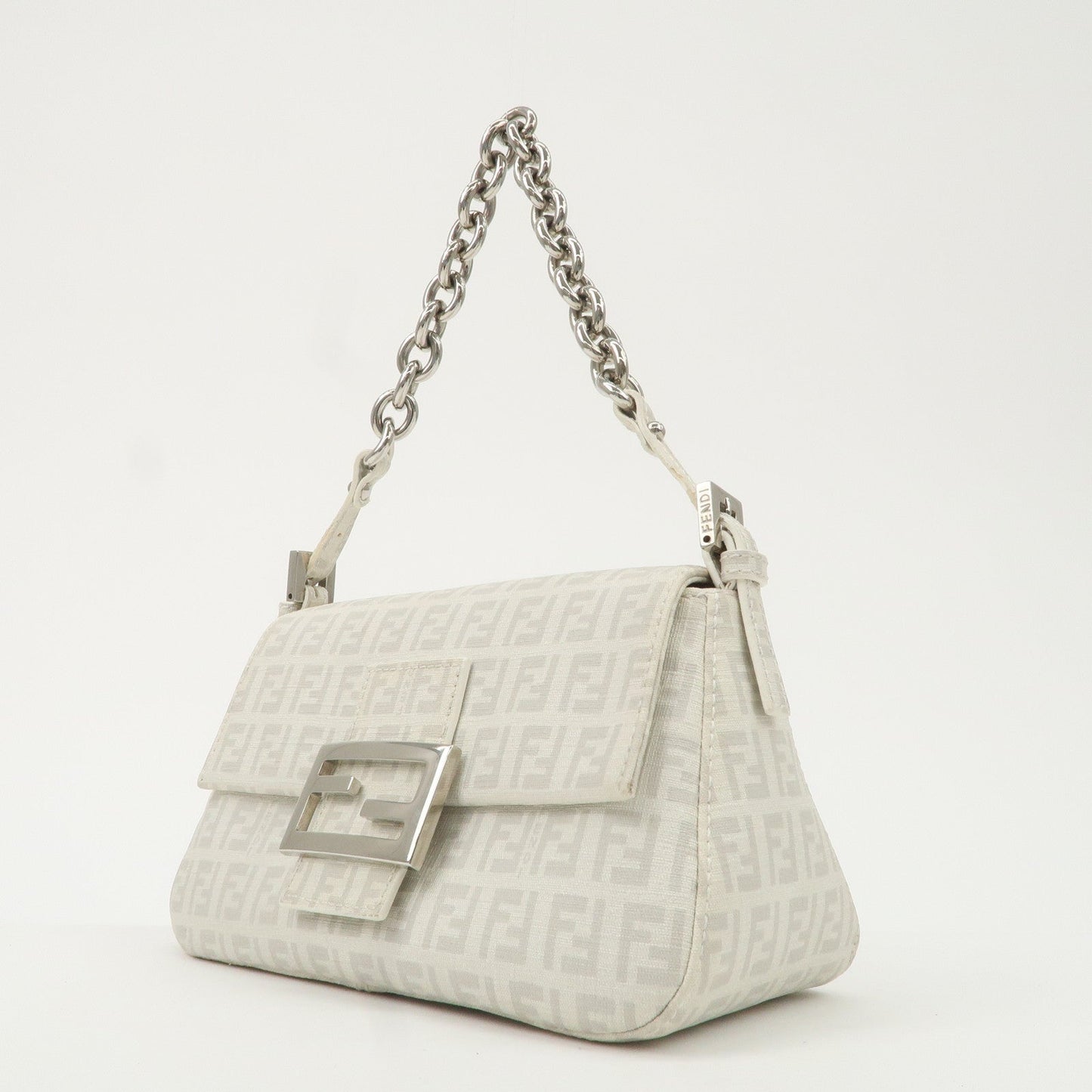FENDI Mini Mamma Baguette Zucchino Canvas Leather Shoulder Bag