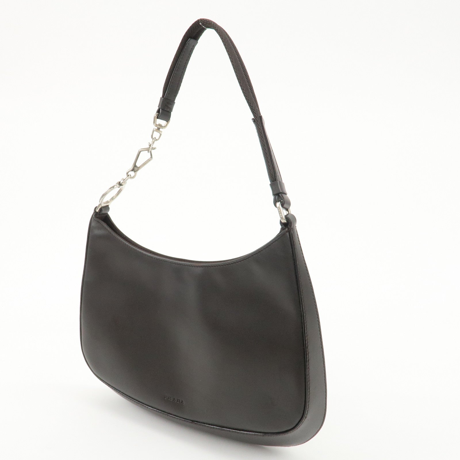 PRADA Leather Cleo Shoulder Bag Dark Brown B11018