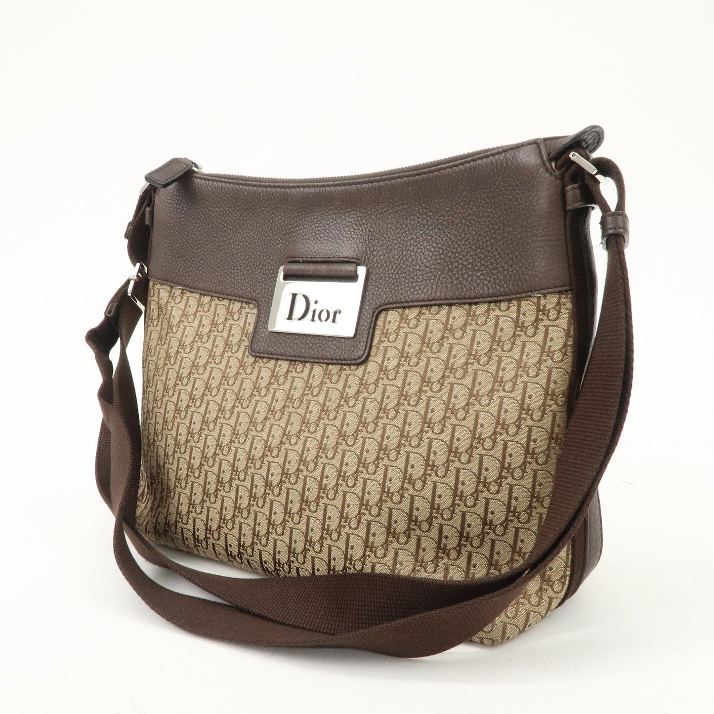 Christian Dior Street Chic Trotter Canvas Leather Shoulder Bag