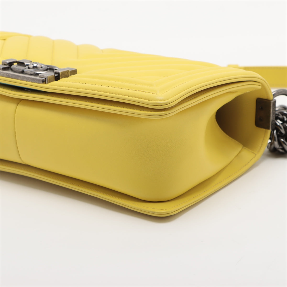 Chanel Boy Chanel 25 Chain Shoulder Bag V Stitch Yellow Silver