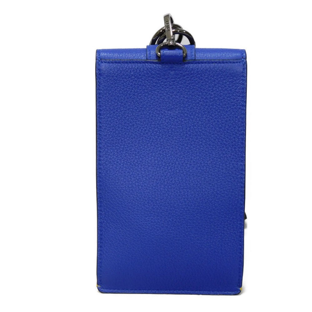 FENDI Shoulder Bag 7AS120 E1C F1H8N Calf leather (embossed) Blue x Yellow x Red Tricolor Pochette Un FF logo F is forever phone holder unisex(Unisex)