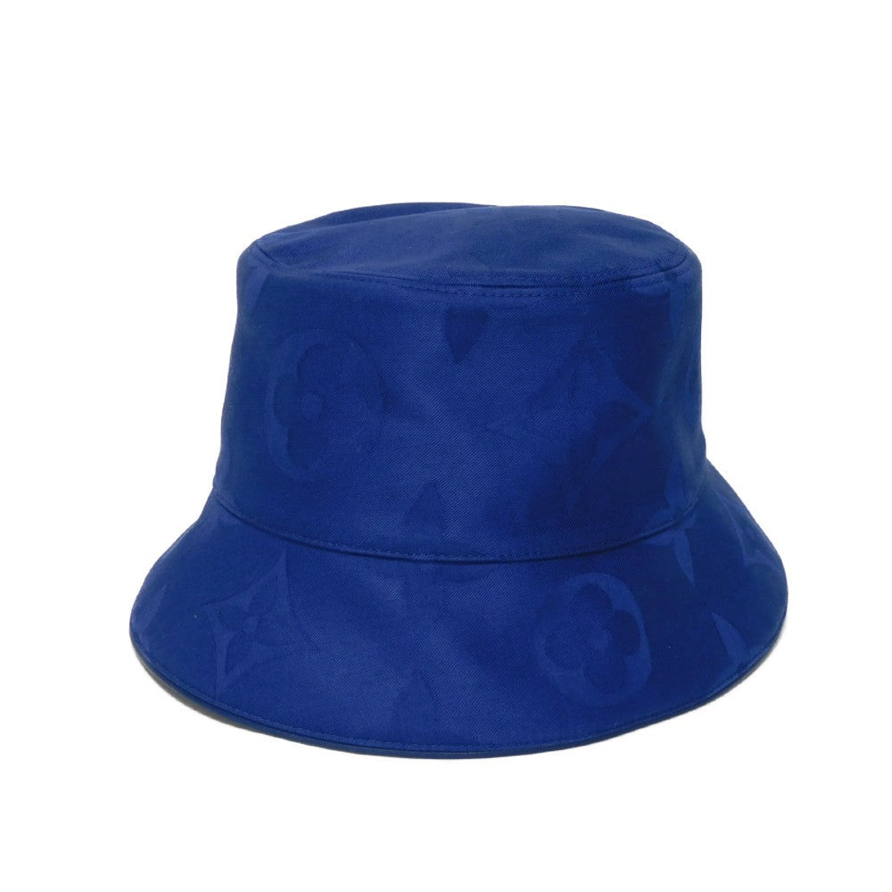 LOUIS VUITTON hat cotton blue Jacquard White M Und Monogram Flower Tile Reversible Bucket Hat Women