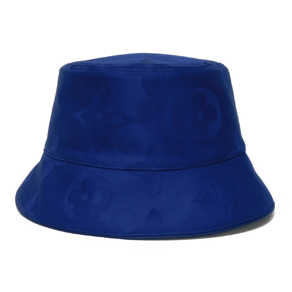 LOUIS VUITTON hat cotton blue Jacquard White M Und Monogram Flower Tile Reversible Bucket Hat Women