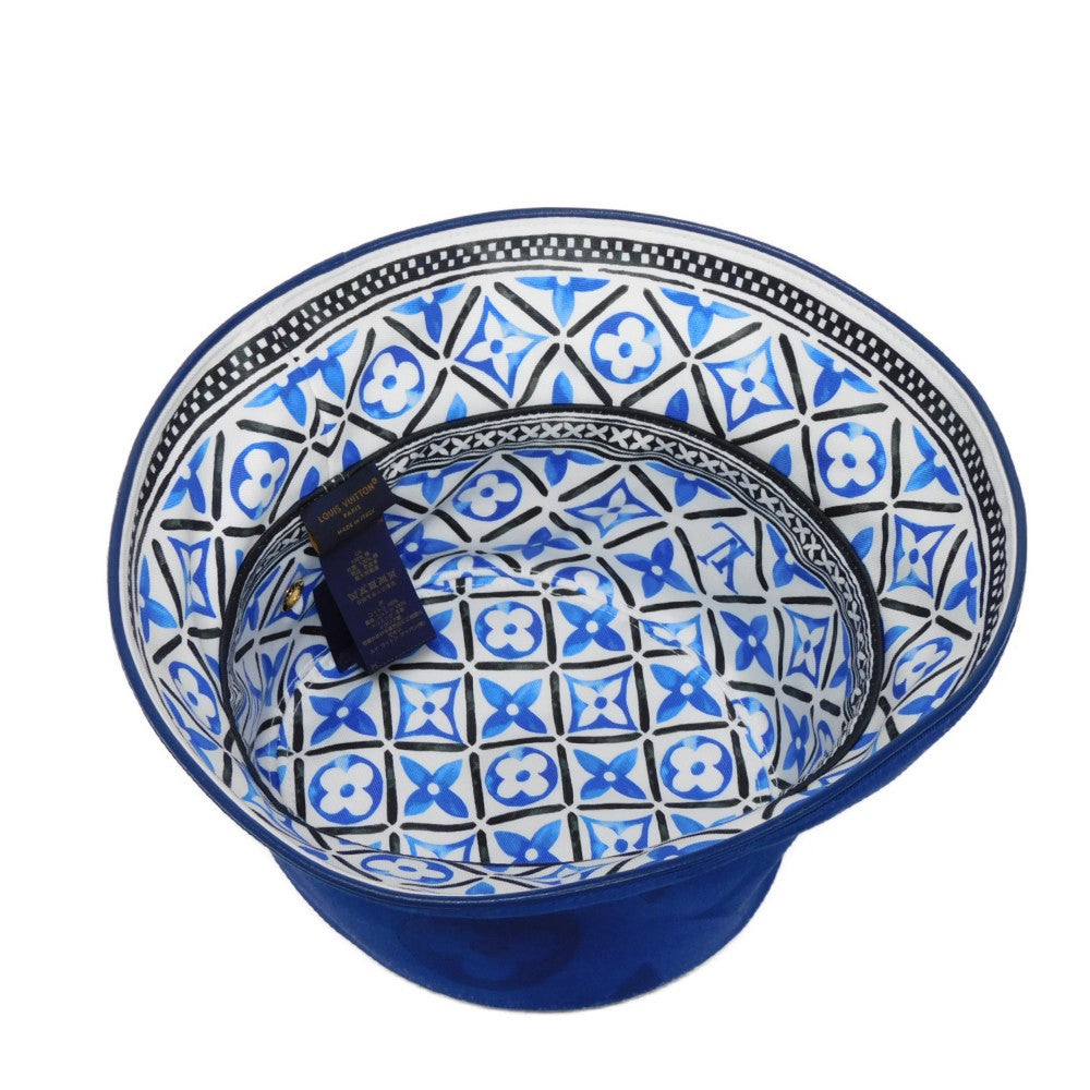 LOUIS VUITTON hat cotton blue Jacquard White M Und Monogram Flower Tile Reversible Bucket Hat Women