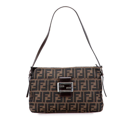 Fendi Zucca Canvas Leather Shoulder Bag