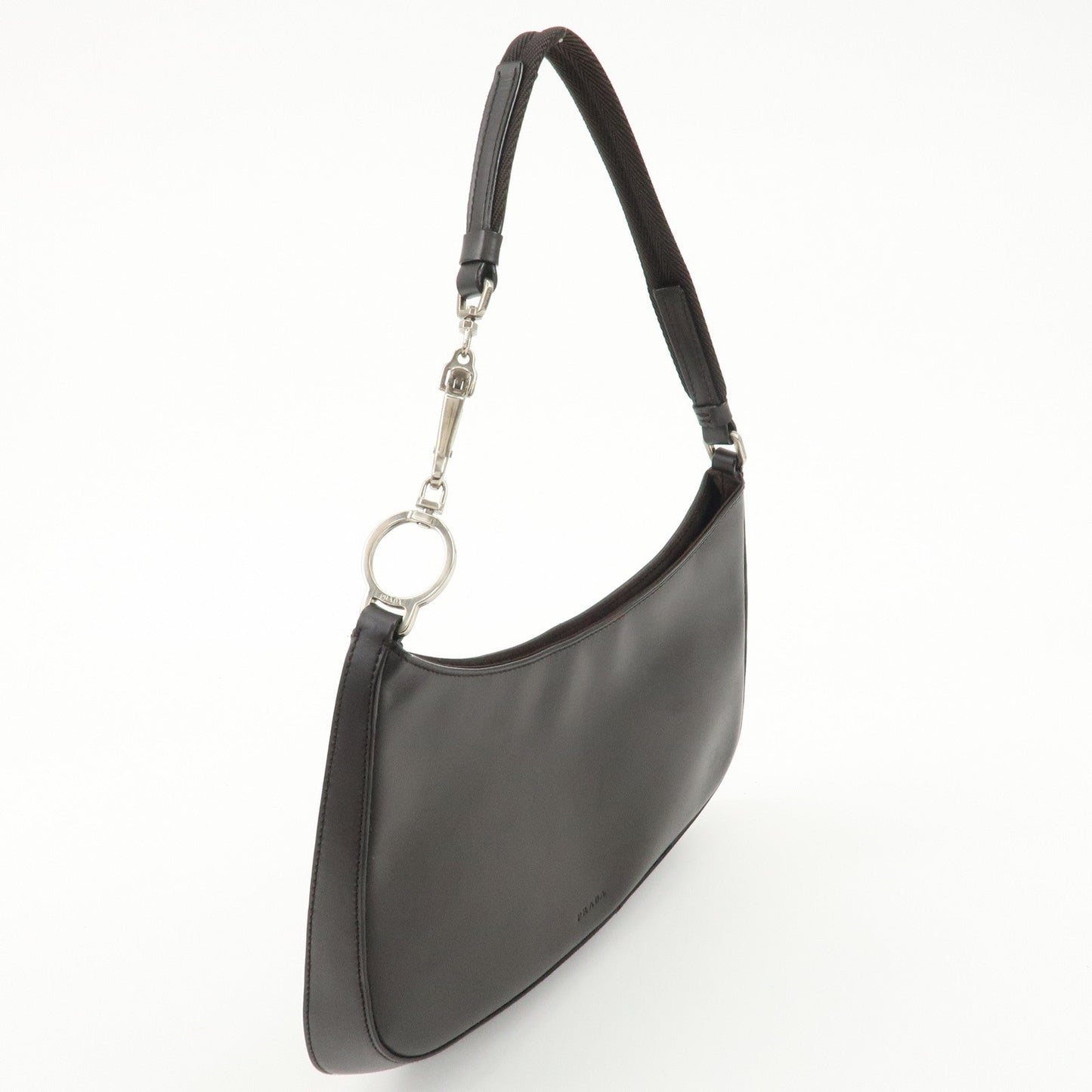 PRADA Leather Cleo Shoulder Bag Dark Brown B11018