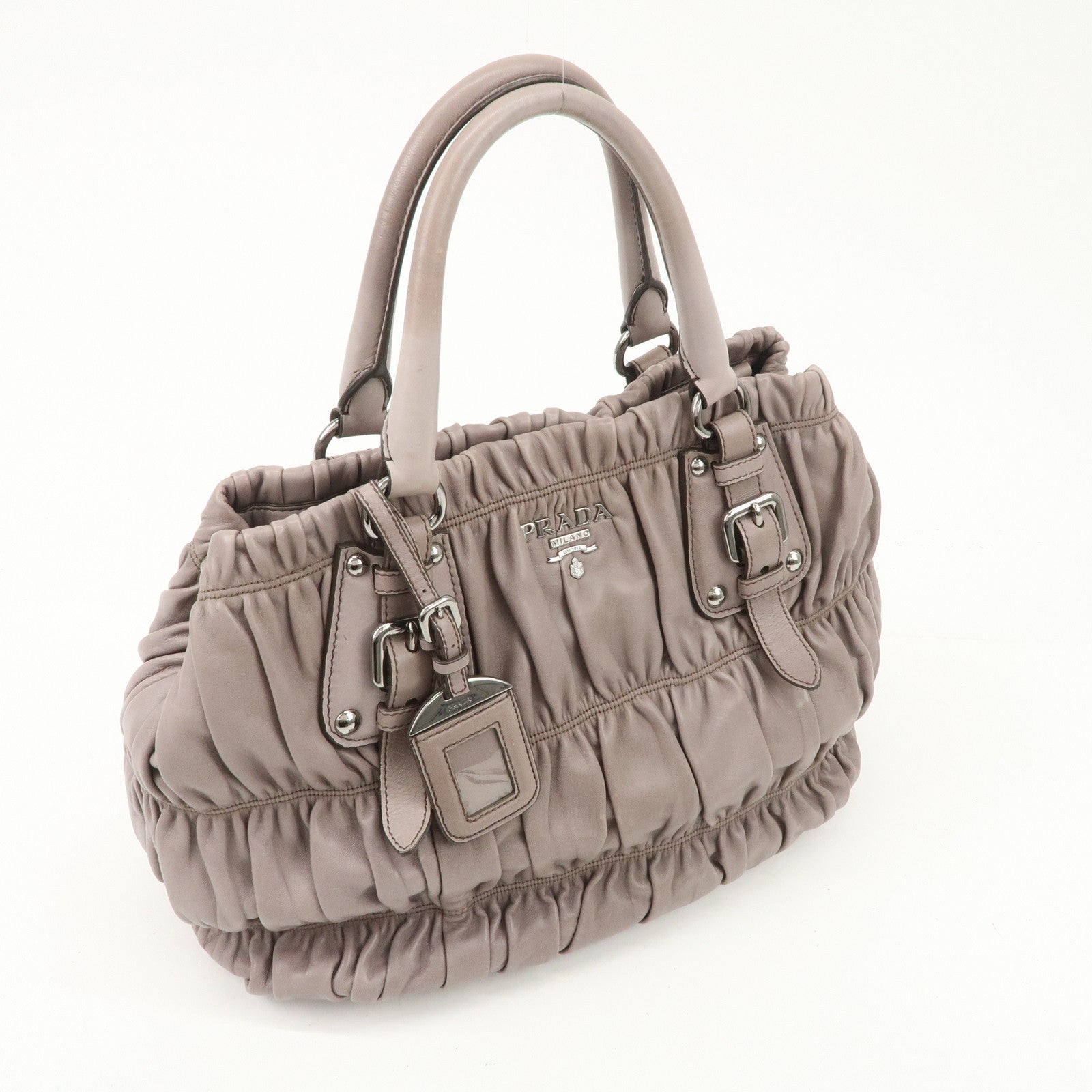 PRADA Nappa Gaufre Leather 2Way Bag Hand Bag Grey