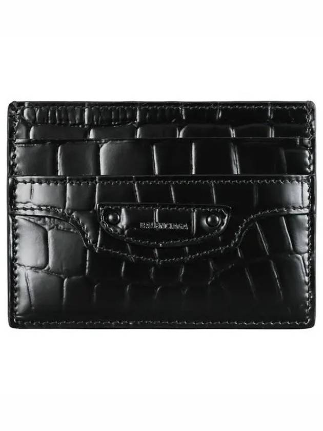 Luxury Balenciaga Trending 2025 Neo Classic Crocodile Effect Card Wallet Black