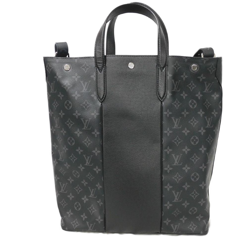 LOUIS VUITTON Tote Bag Taiga leather x monogram canvas Noir Black Shoulder Bag Taigarama monogram Eclipse City tote mens