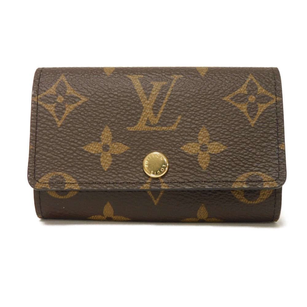 LOUIS VUITTON Key case Key holder Monogram canvas x grain leather (embossed) Armagnac Current LV logo flower 6-row brown new RFID IC chip Monogram Multicles 6 unisex(Unisex)