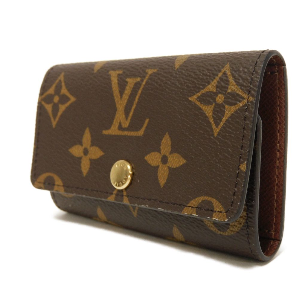LOUIS VUITTON Key case Key holder Monogram canvas x grain leather (embossed) Armagnac Current LV logo flower 6-row brown new RFID IC chip Monogram Multicles 6 unisex(Unisex)