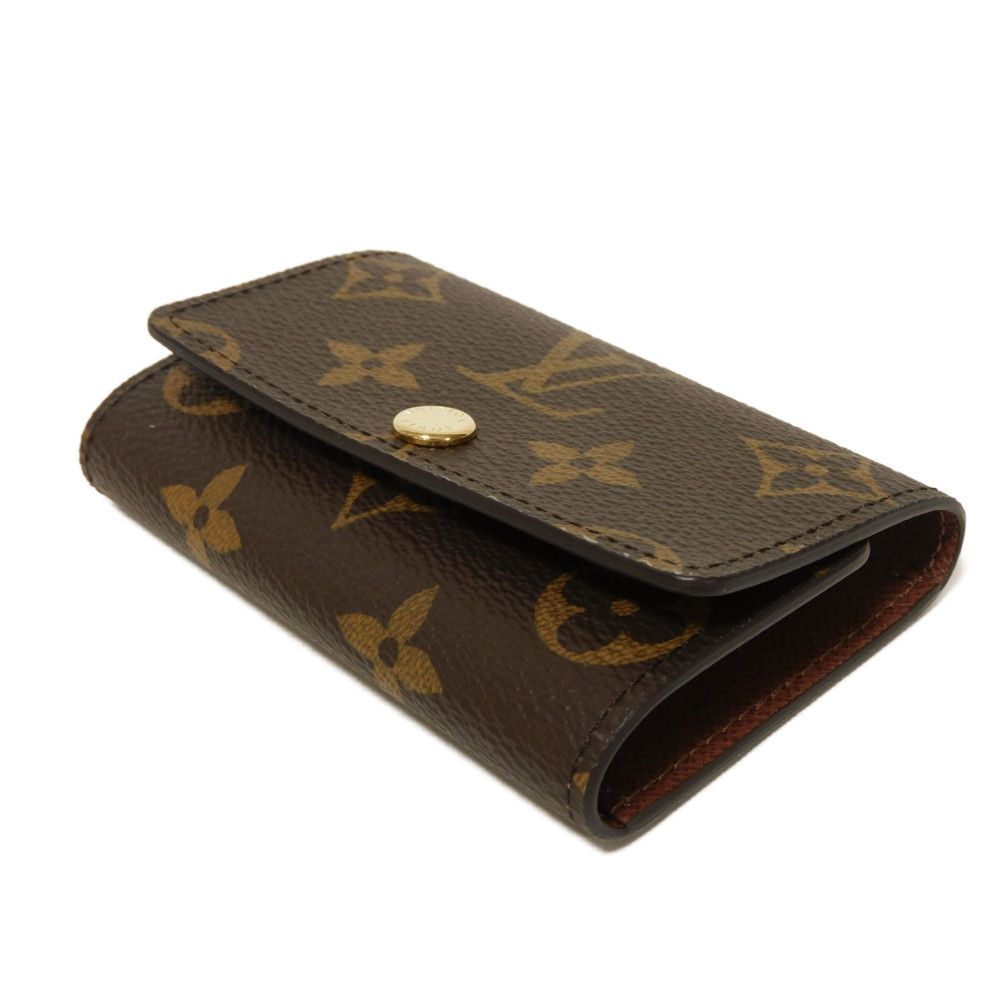 LOUIS VUITTON Key case Key holder Monogram canvas x grain leather (embossed) Armagnac Current LV logo flower 6-row brown new RFID IC chip Monogram Multicles 6 unisex(Unisex)