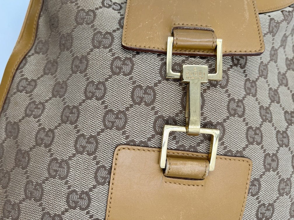 Gucci Jackie Leather Canvas Shoulder Bag Style 22