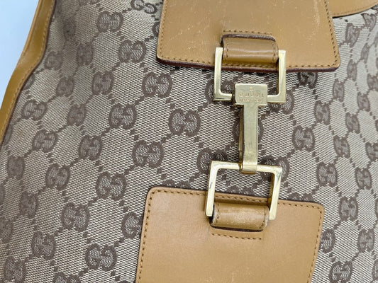 Gucci Jackie Leather Canvas Shoulder Bag Style 22