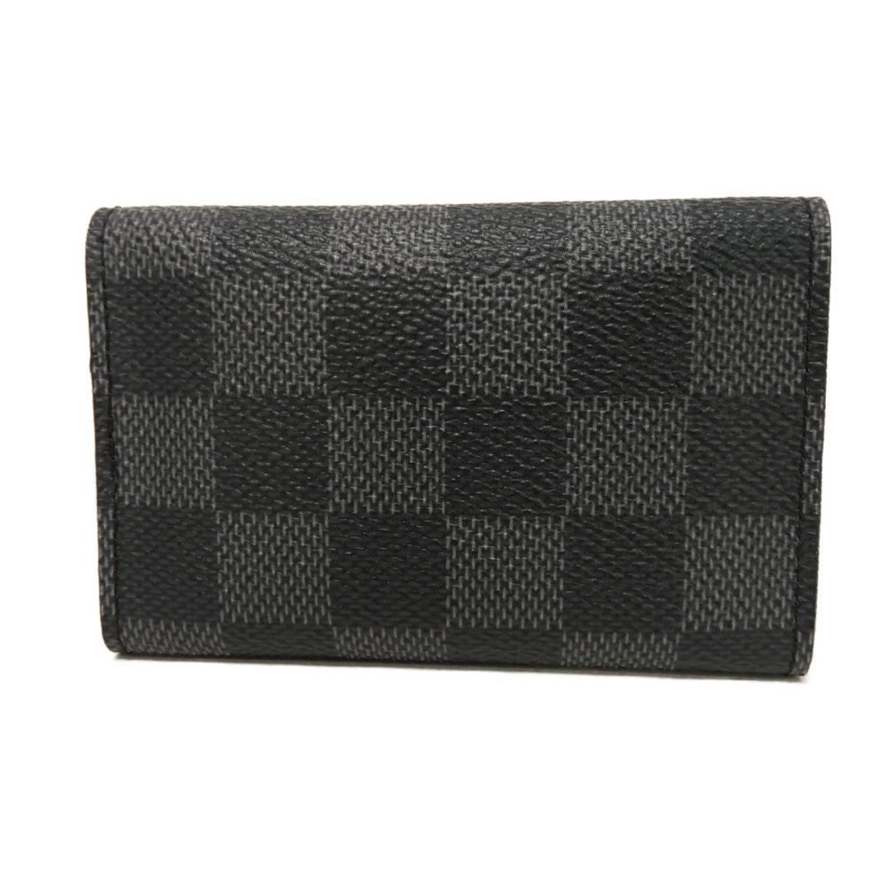 LOUIS VUITTON Key case Key holder Damier Graphite canvas x grained leather (embossed) Noir Old logo black grey 6-row black good Damier Graphite Multicles 6 mens