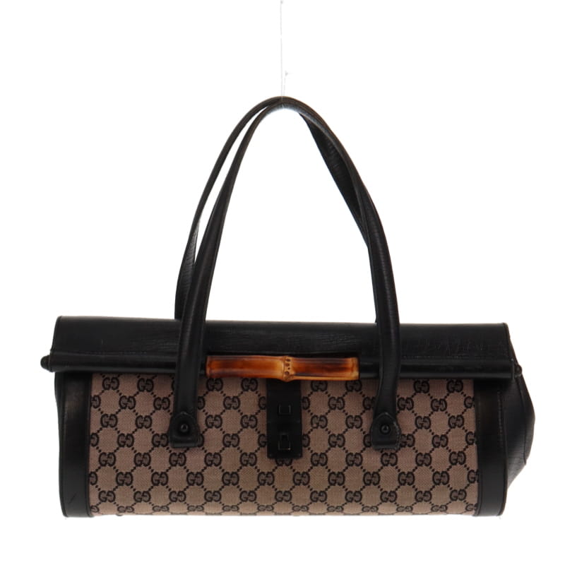 Gucci Black Leather Canvas Handbag Style 1