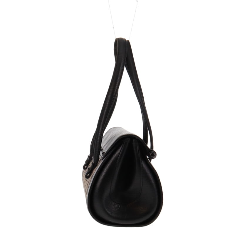 Gucci Black Leather Canvas Handbag Style 1