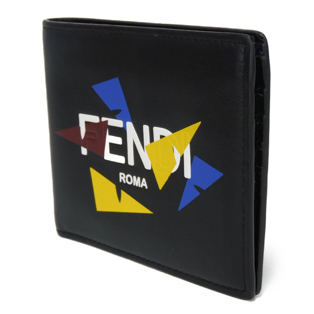 FENDI Bifold Wallet 7M0169 AC9I F0X93 leather black Eye Motif Multicolor logo Bag Bugs Bifold Wallet mens