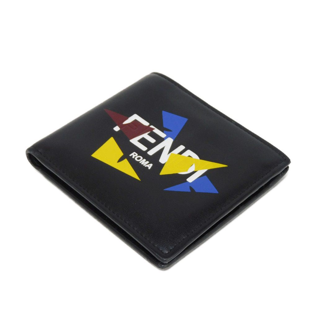 FENDI Bifold Wallet 7M0169 AC9I F0X93 leather black Eye Motif Multicolor logo Bag Bugs Bifold Wallet mens
