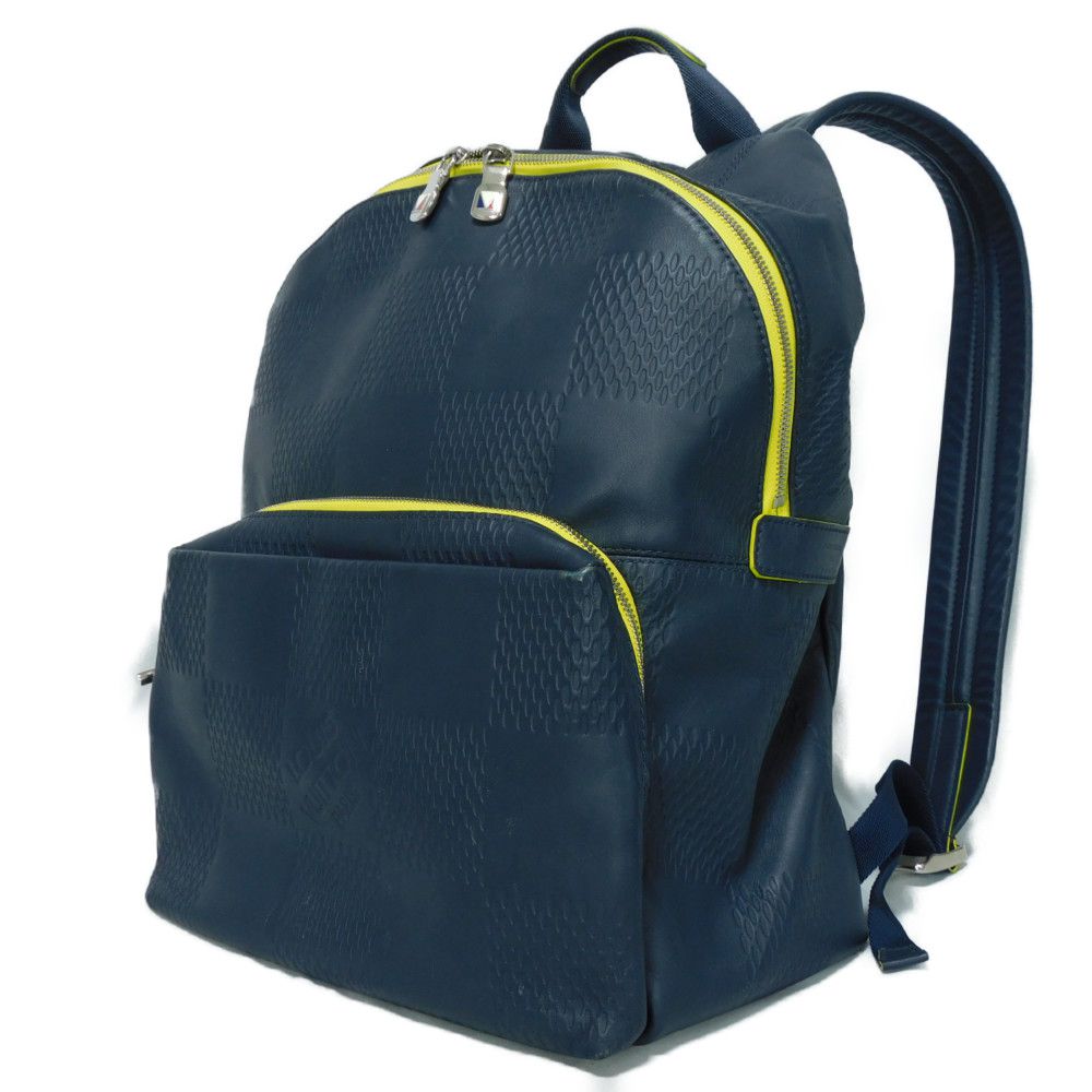 Luxury Women's Handbag | LOUIS VUITTON Backpack Anfini Leather (Damie embossed) Asphalt blue Damier Anfini Apollo