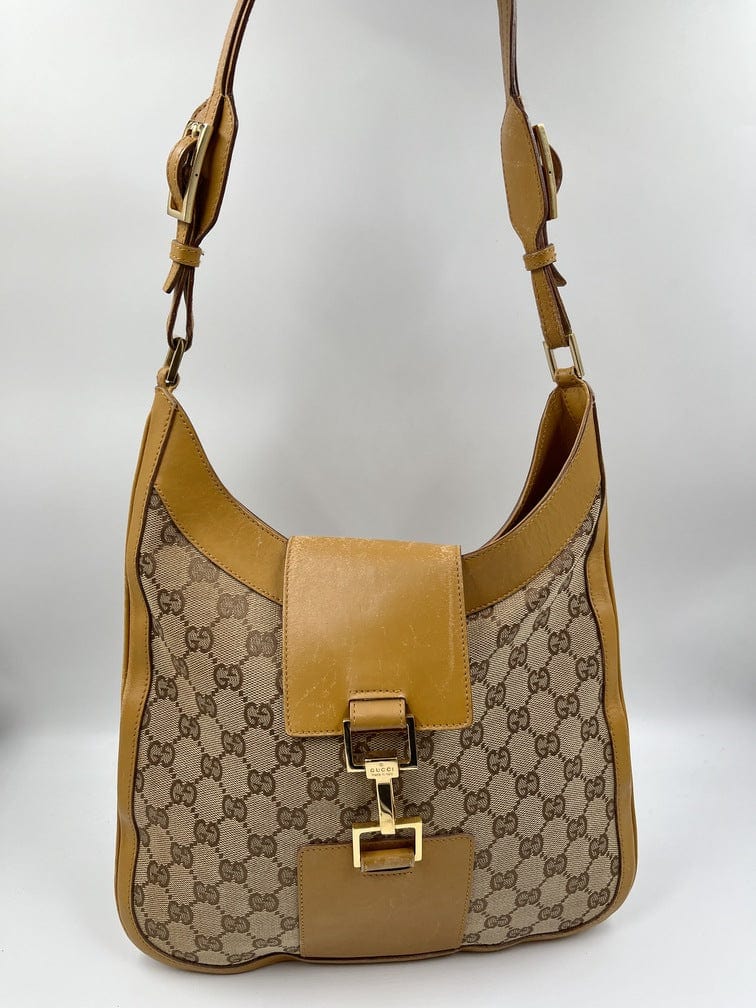 Gucci Jackie Leather Canvas Shoulder Bag Style 22