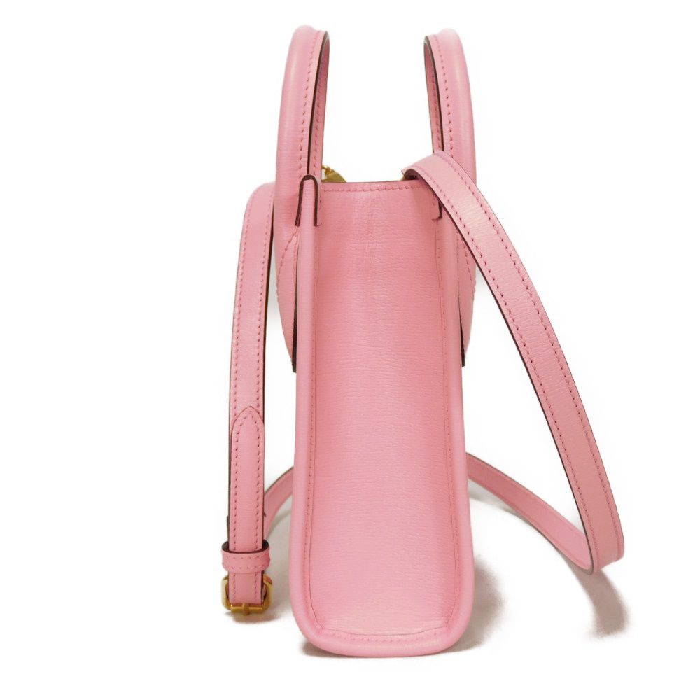 GUCCI Shoulder Bag 671623 5964 Textured leather Light pink Banana Bolt Inazuma Pastel Crossbody logo Bananya Mini Tote unisex(Unisex)