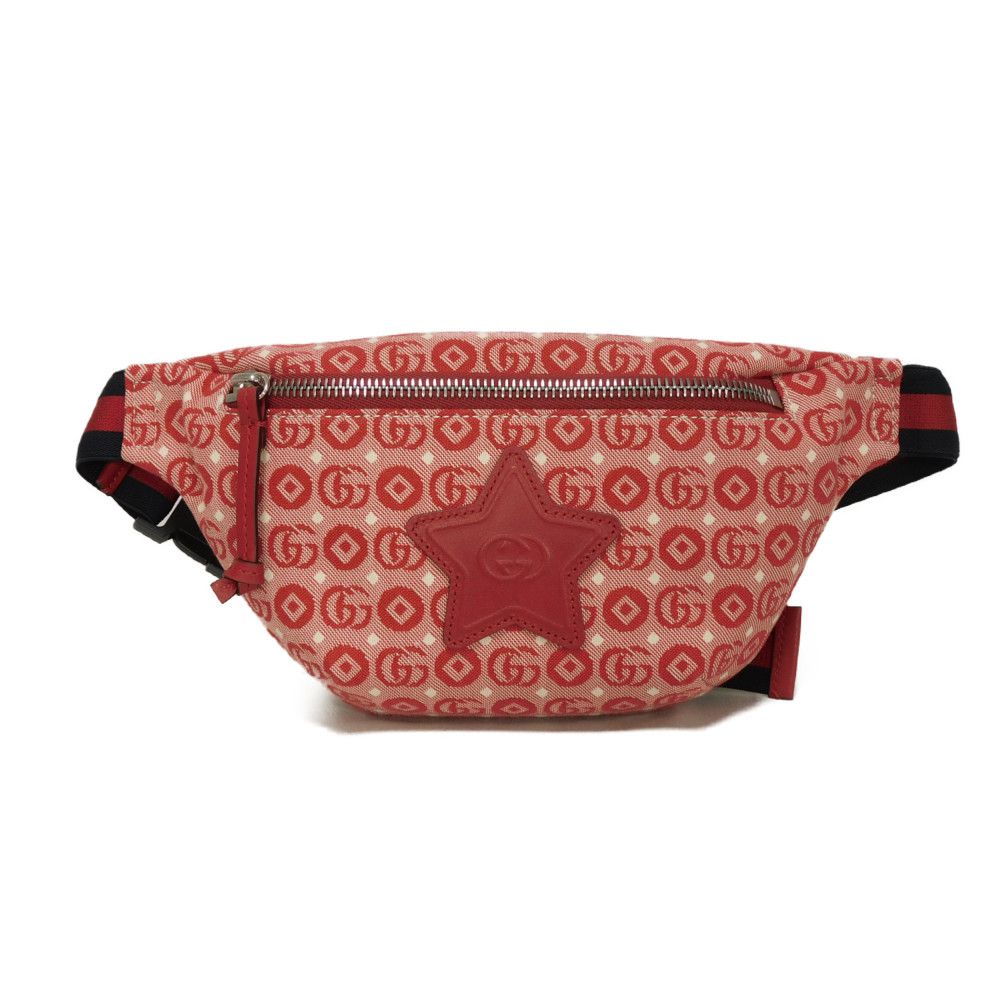 GUCCI Sling bag 502095 FABBD 6479 Cotton canvas x calf leather Red GG Web Cotton Und Chilled license Star Interlocking G Waist Pouch Kids
