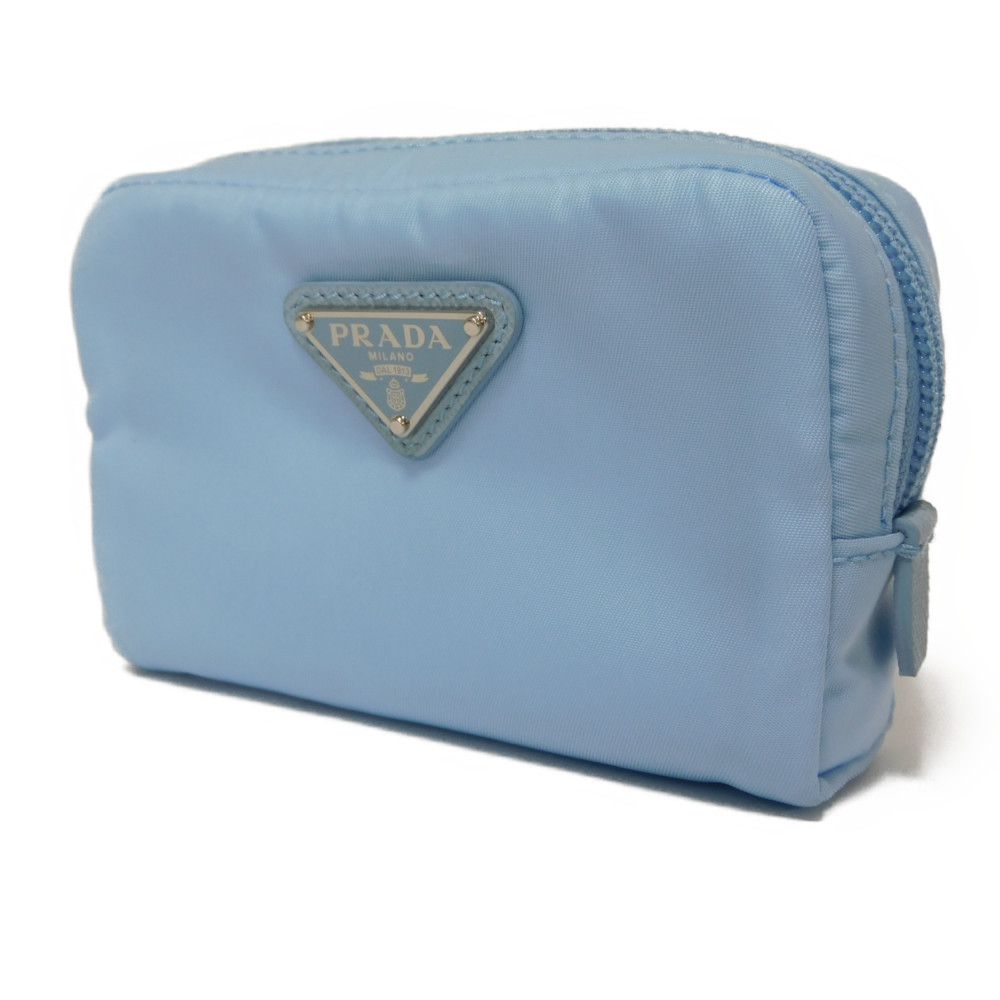PRADA Clutch bag 1ND339 R067 F0076 recycled polyamide Light blue Current nylon pastel RFID in good Triangle logo Micro Re-Nylon Pouch unisex(Unisex)