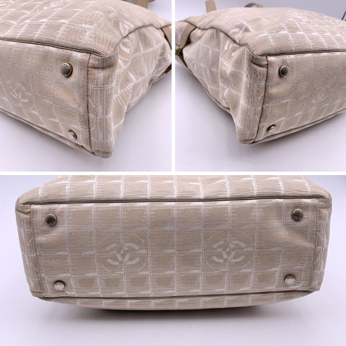 CHANEL Beige Nylon New Travel Line Tote Shoulder Bag 2000S