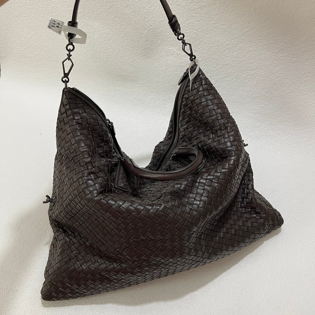 Bottega Veneta Maxi Convertible Tote Bag Hobo Brown Leather Two-way Carry 50cm