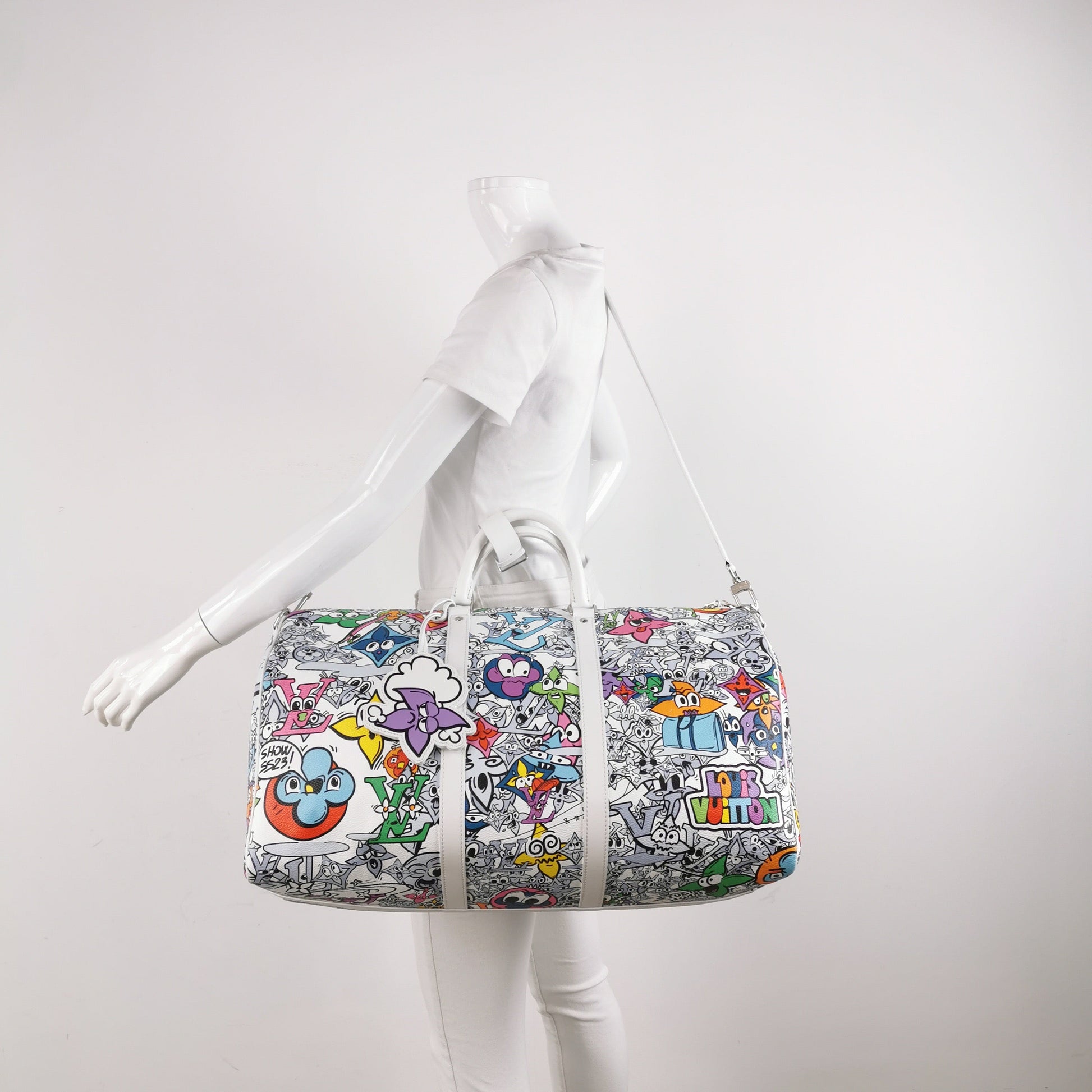 Louis Vuitton Comics Keepall 50 White Multi-color Travel Bag