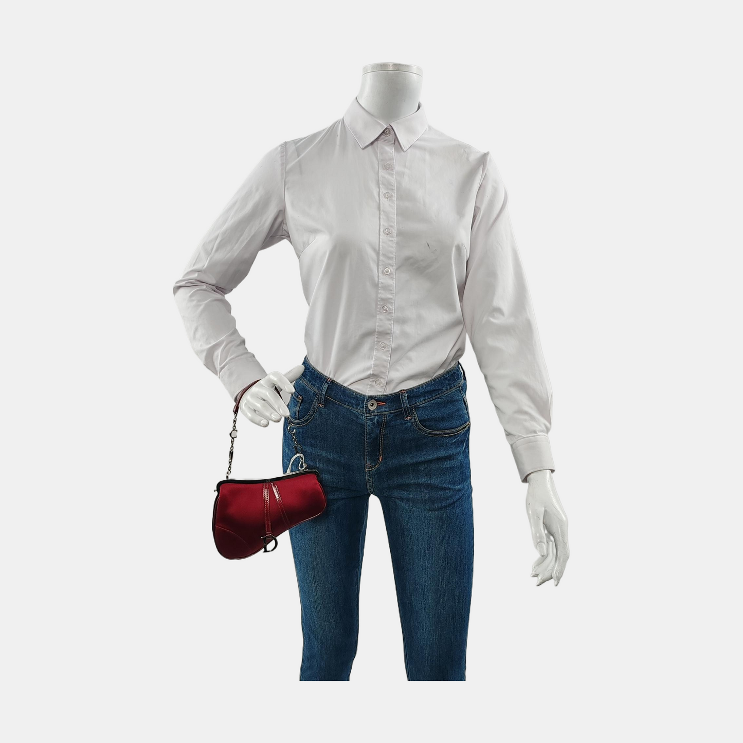 Dior Saddle Classic Clutch Mini Red Silk Satin