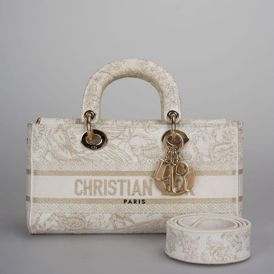 Christian Dior Lady D-Joy Bag in Beige Canvas