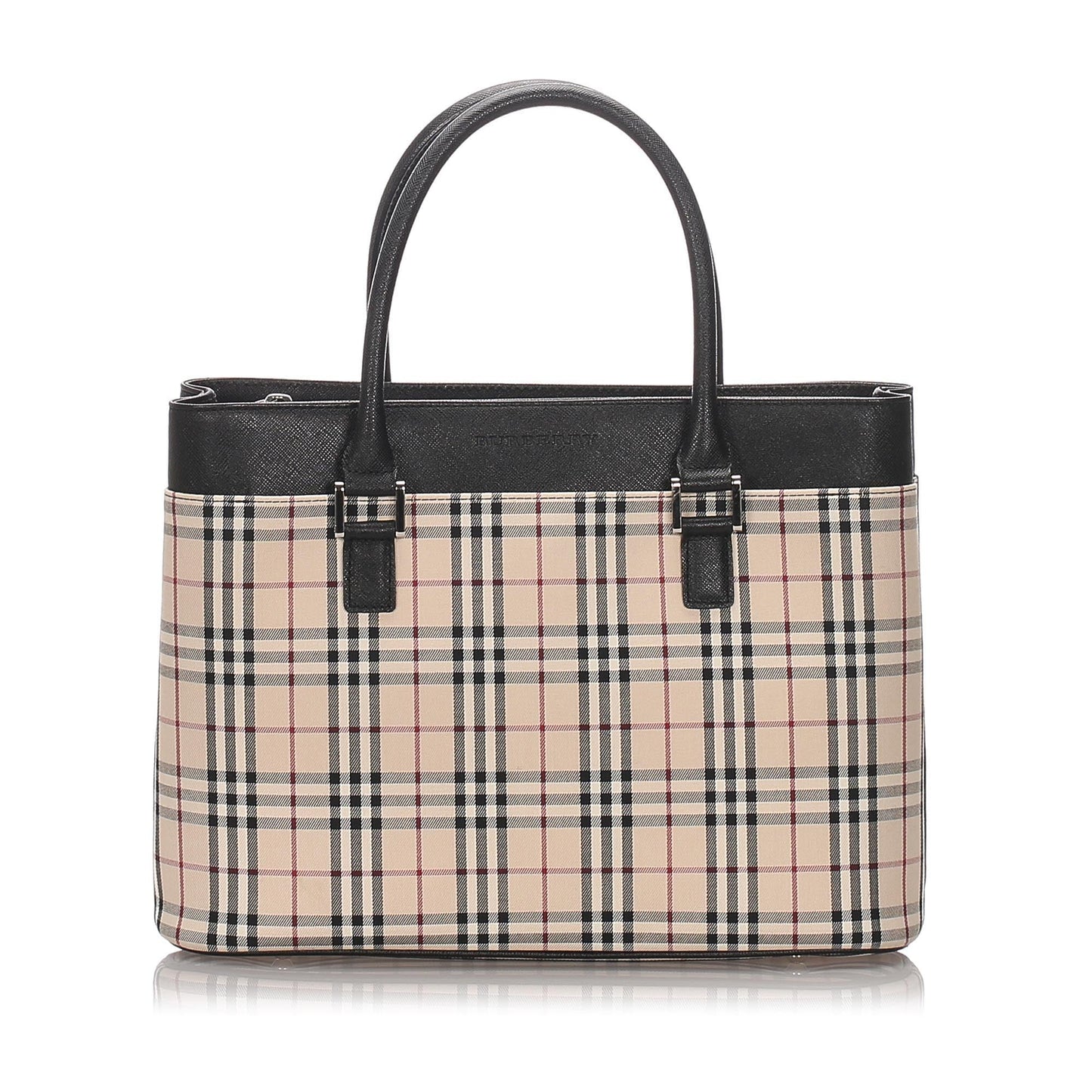 Burberry Brown Beige Canvas Fabric Ho Check Tote Bag United Kingdom