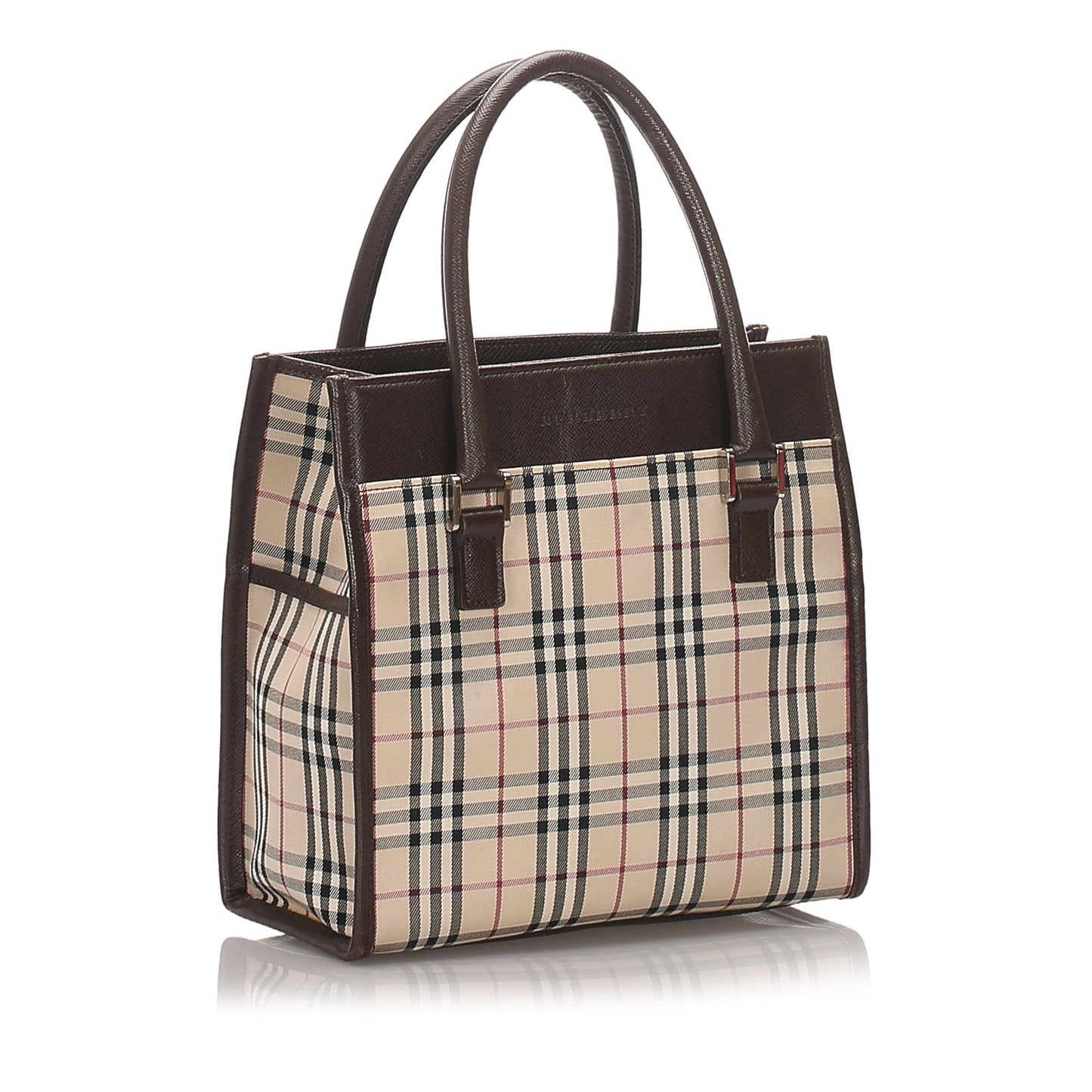 Burberry Brown Beige Canvas Fabric Ho Check Tote Bag United Kingdom