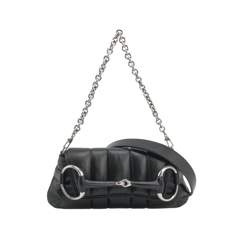 Gucci Horsebit 1955 Chain Shoulder Bag Small Padded Leather Black