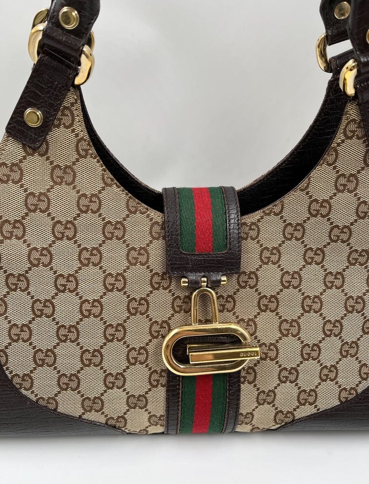Gucci Jackie Leather Canvas Shoulder Bag Style 15