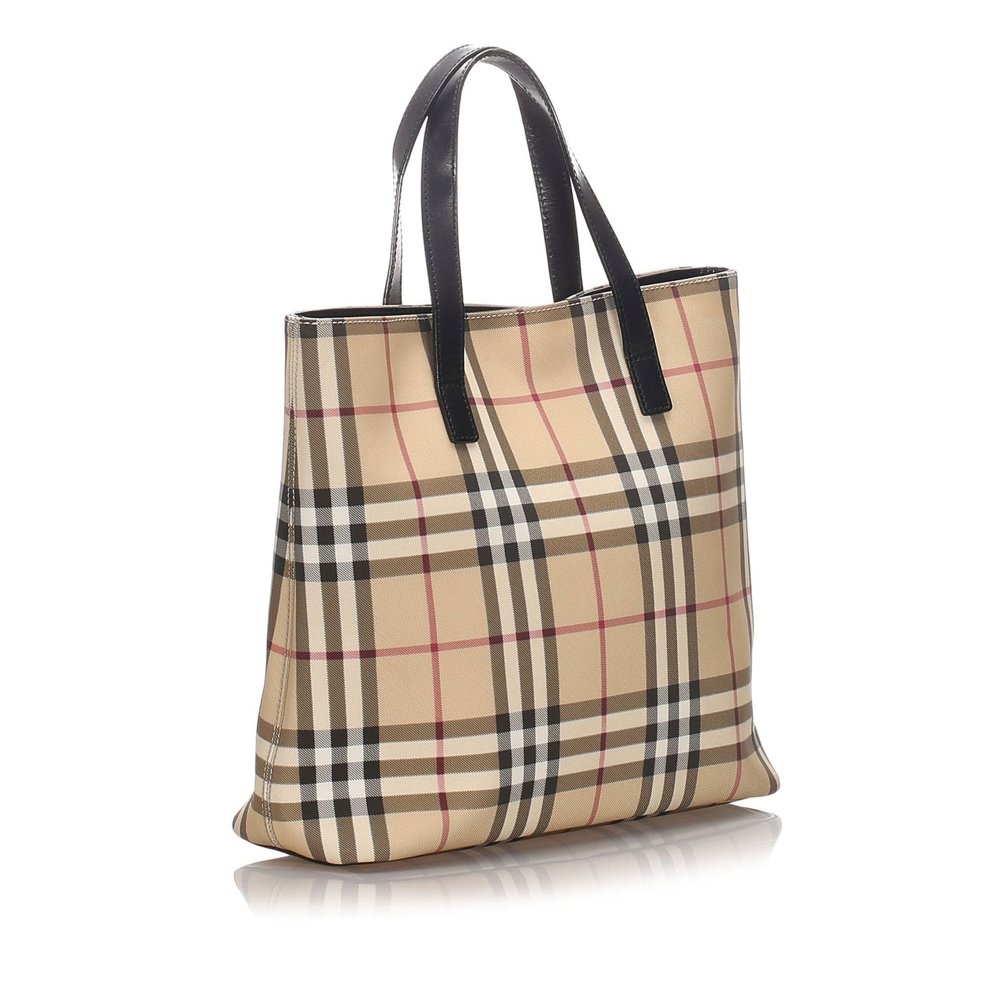 Burberry Brown Beige Canvas Fabric Ho Check Tote Bag United Kingdom