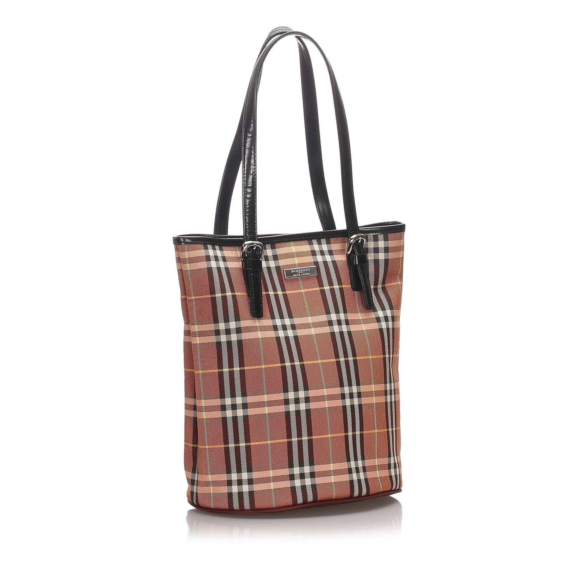 Burberry Brown Canvas Fabric Ho Check Tote Bag United Kingdom