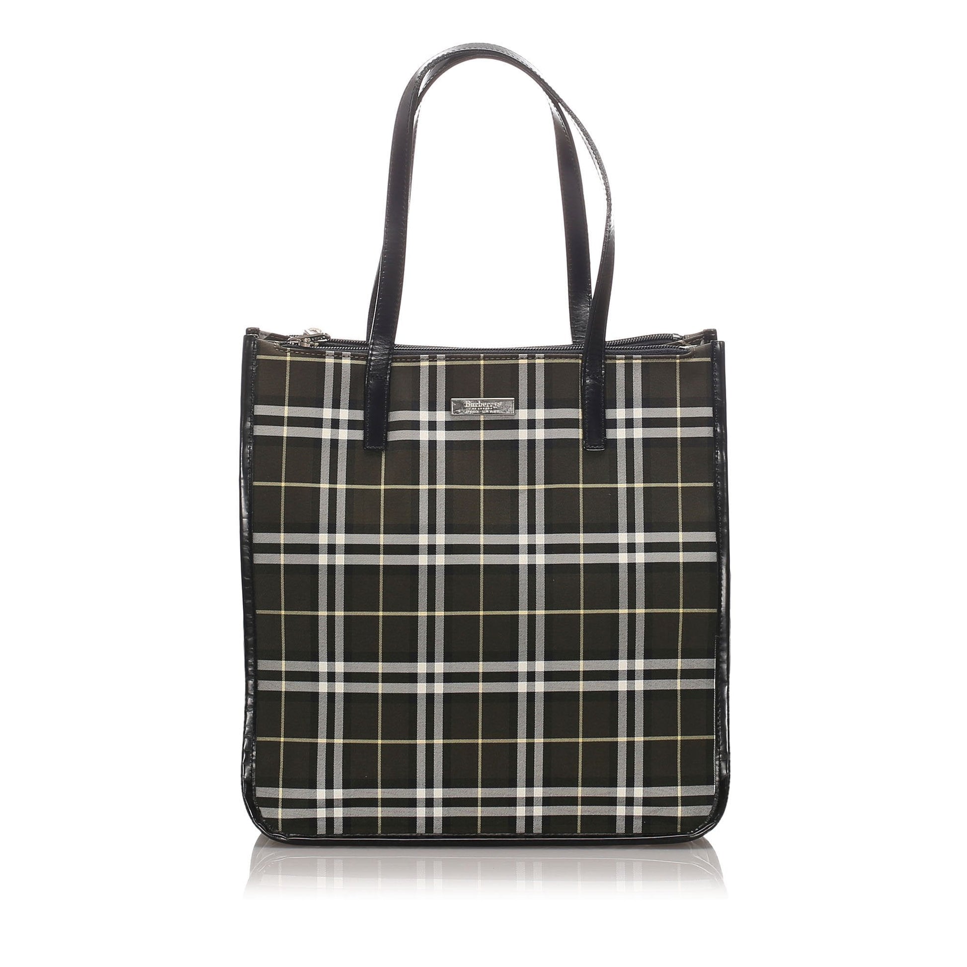 Burberry Black Canvas Fabric Ho Check Tote Bag United Kingdom