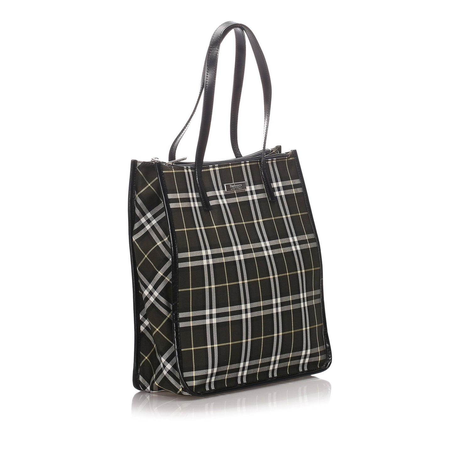 Burberry Black Canvas Fabric Ho Check Tote Bag United Kingdom