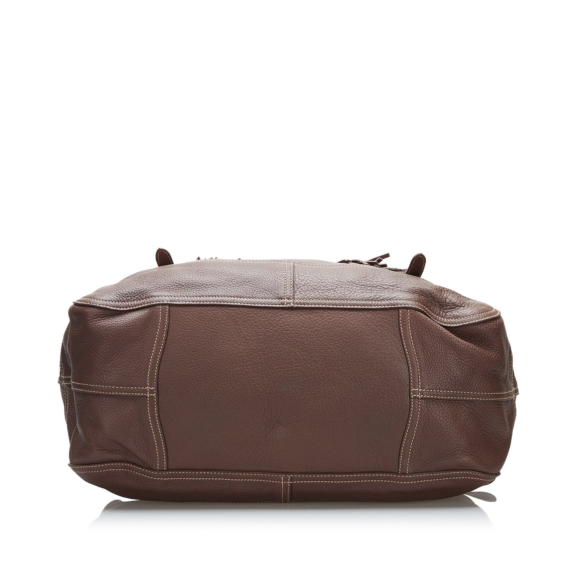 Prada Cervo Drawstring Leather Tote Bag